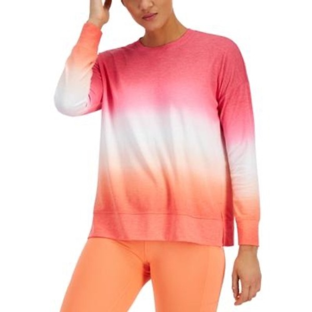 ID Ideology Women Dip Dye Crewneck Top Pink Size‎ Small